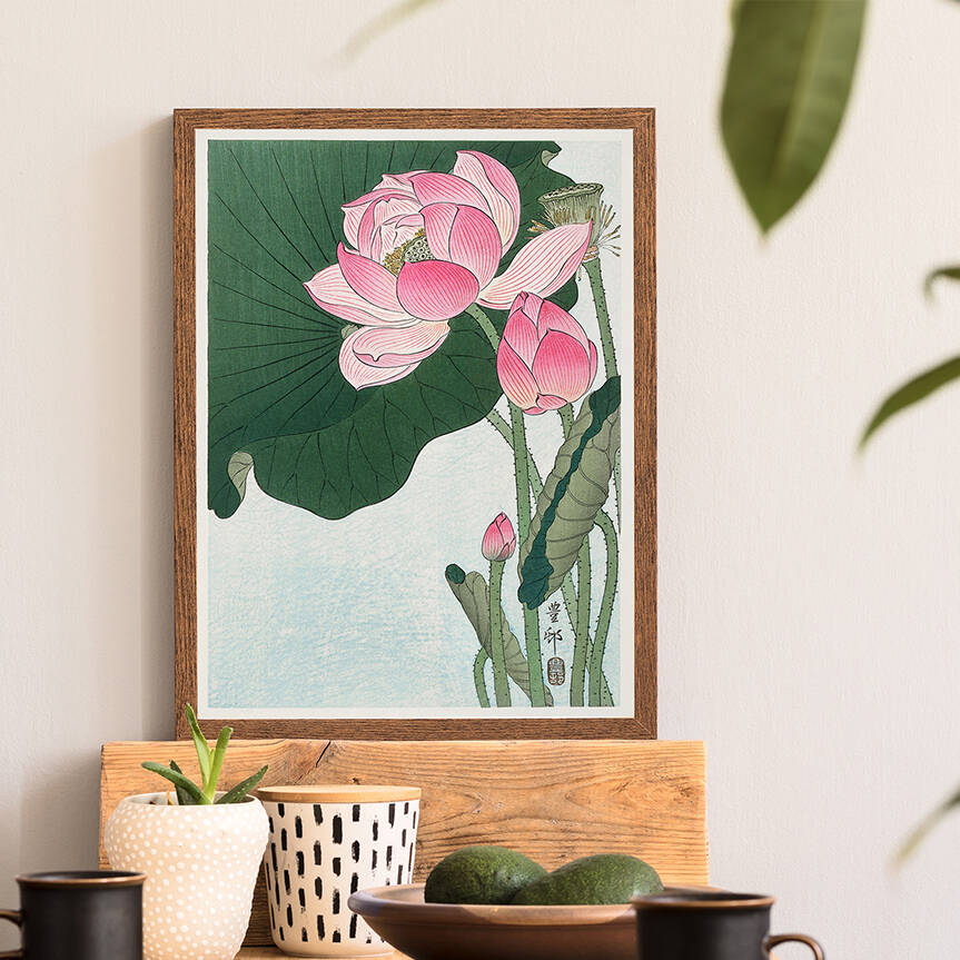 Blossoming Lotus Flowers Japanese Art Print By Ocularium ...