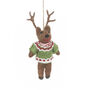 Handmade Felt Retro Reindeer Christmas Decoration, thumbnail 1 of 3