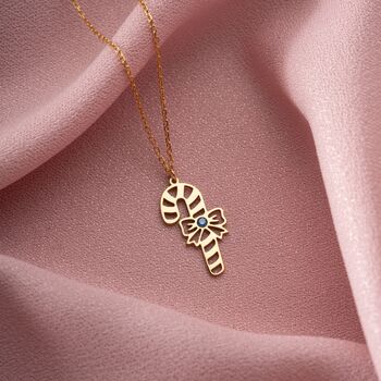 'Sweet Christmas' Candy Cane Birthstone Necklace, 2 of 11