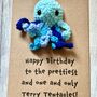 Personalised Name Age Octopus Crochet Birthday Card Handmade, thumbnail 5 of 12