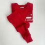 Personalised Santa Hat Chritmas Ribbed Set Christmas Sibling Twinning Outfit, thumbnail 3 of 8