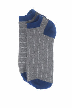 Thin Stripe Blue And Dash Grey Men's Trainer Socks Bundle, 5 of 6