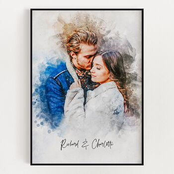 Personalised Watercolor Portrait From Photo Boyfriend/Girlfriend Gift, 2 of 9