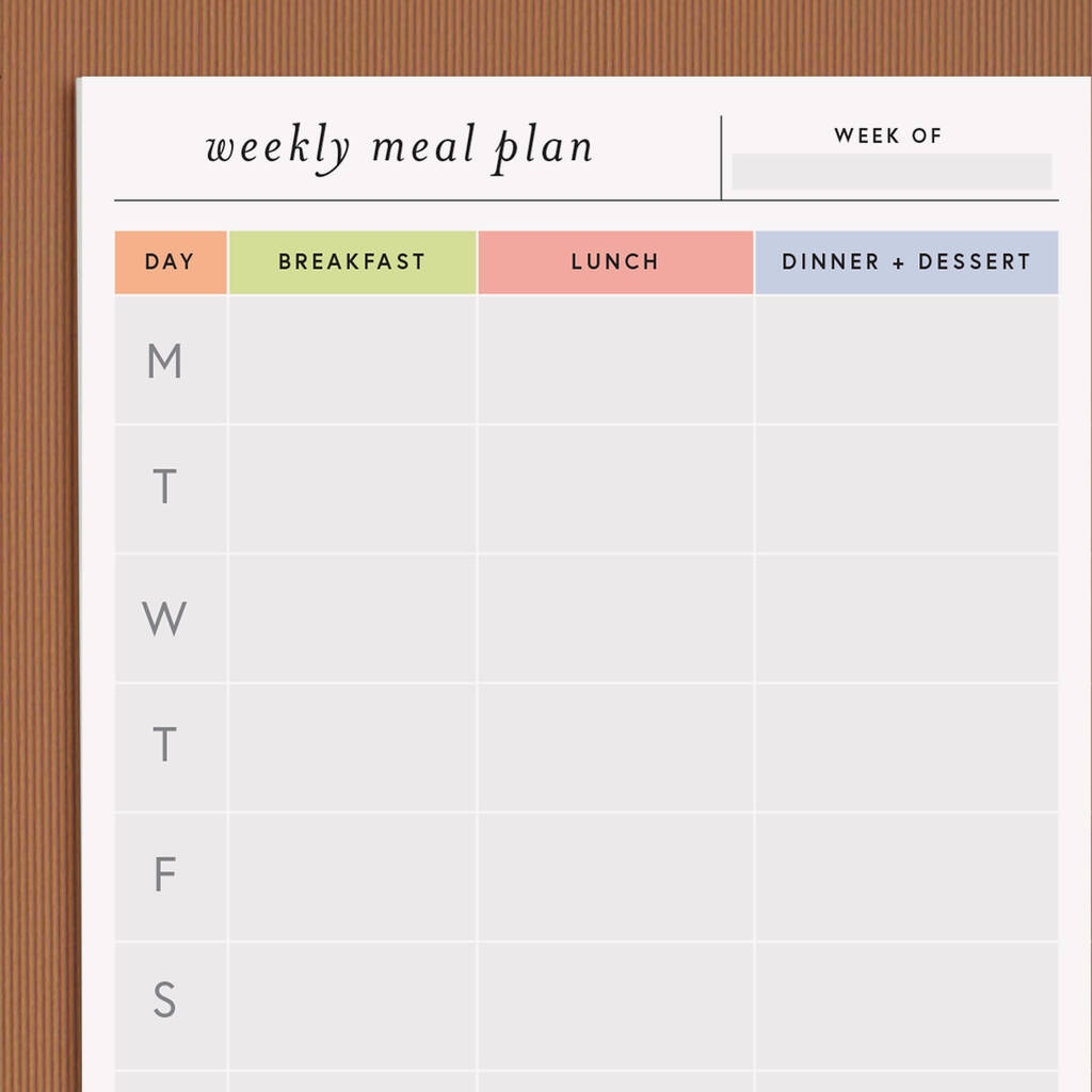 Weekly Meal Planner Notepad By Betterday Studio | notonthehighstreet.com