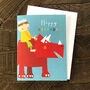 Mini Boy On A Dinosaur Birthday Card, thumbnail 4 of 4