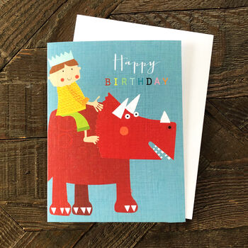 Mini Boy On A Dinosaur Birthday Card, 4 of 4