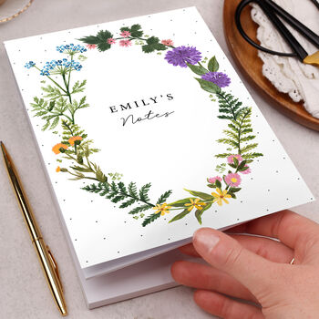 Personalised Notebook With Floral Wreath, 2 of 4