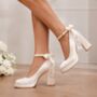 Personalised Bridal Prom White Bow Heels, thumbnail 2 of 4