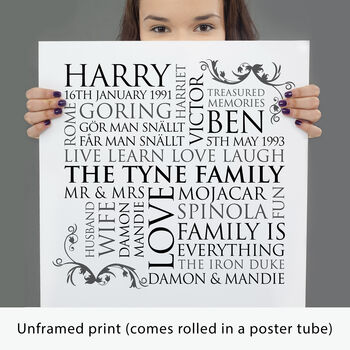 Personalised Square Family Word Art Print, 6 of 9