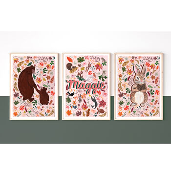Woodland Animal Name Print Set, 2 of 12