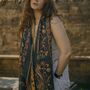 Deep Teal Vintage Paisley Tassel Pashmina Scarf, thumbnail 1 of 2