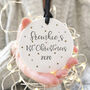 Personalised Baby's First Christmas Script Decoration, thumbnail 2 of 4