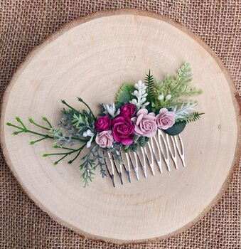 Bright And Light Pink Flower Hair Comb, 3 of 6