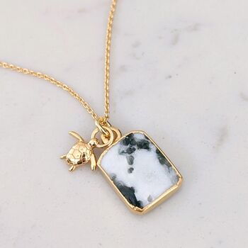 The Duo Tree Agate Necklace, 18ct Gold Plated, 3 of 12