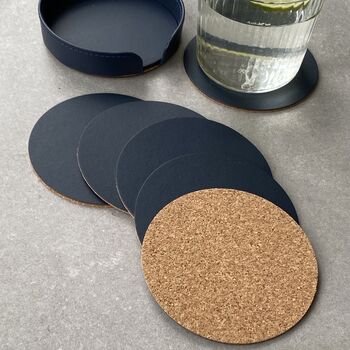 Set Of Six Recycled Leather Anchor Coasters And Holder, 2 of 5