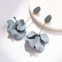 Dusky Blue Hand Painted Large Petal Drop Earrings, thumbnail 3 of 3