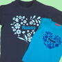 Personalised Adult And Child Flower Heart T Shirt Set, thumbnail 1 of 9