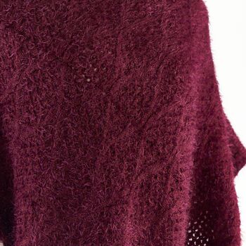 Merlot Soft Knitted Ladies Poncho, 5 of 8