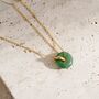 Gold Plated Sterling Silver Green Jade Donut Necklace, thumbnail 2 of 3