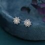 Mandala Flower Stud Earrings In Sterling Silver, thumbnail 1 of 12