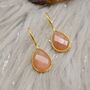Peach Moonstone Sterling Silver Earrings, thumbnail 8 of 9