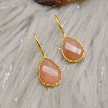Peach Moonstone Sterling Silver Earrings, 8 of 9