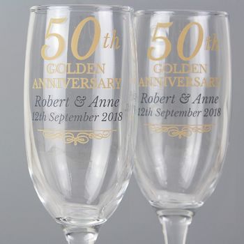 Golden Anniversary Personalised Flute Set With Gift Box, 2 of 3