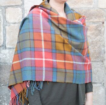 Merino Wool Tartan 70cm Wide Stole, 2 of 9