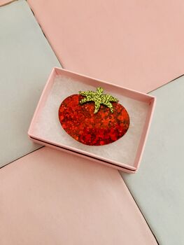The 'Heirloom Harvest' Tomato Resin Brooch / Tomato Girl Aesthetic / Gift For Gardeners, 3 of 6