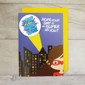 Personalised Superhero Birthday Card Girl, 2 of 3