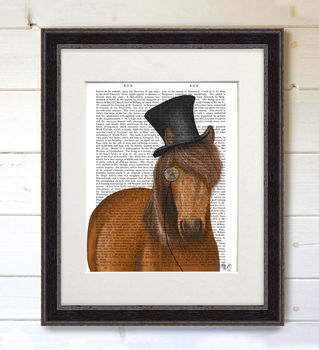 Horse Top Hat Book Print, Framed Or Unframed, 2 of 5