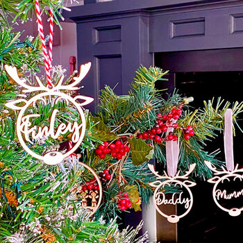 Personalised Reindeer Bauble, Christmas Tree Decoration, 4 of 6