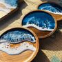 Ocean Seascape Resin Art Solid Wood Coasters 12cm Diameter, thumbnail 1 of 5
