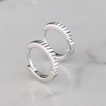 Textured Hoop Earrings, Sterling Silver, 3 of 4