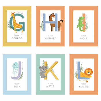 Personalised Alphabet Animal Nursery Print And Frame, 4 of 6