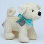 Cream Puppy Dog With Personalised Heart Dog Tag, thumbnail 3 of 3