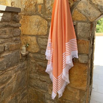 Leros Striped Peshtemal Towel Orange, 7 of 11