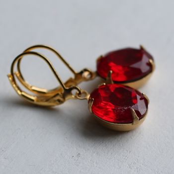 ruby earrings oval notonthehighstreet sow purse ear silk