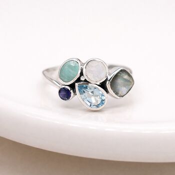 Sterling Silver Faceted Mixed Gemstone Ring, 2 of 8