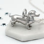 Personalised Diamond Set Dachshund Dog Necklace, thumbnail 1 of 5