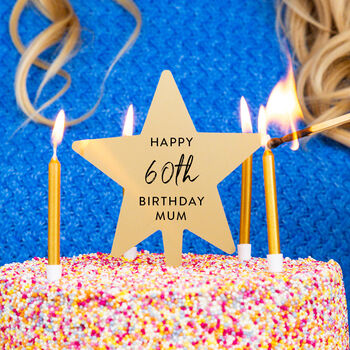 Personalised Happy Birthday Gold Star Cake Topper, 2 of 7