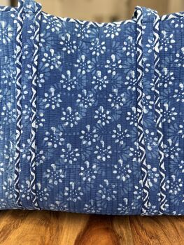 Tote Bag, Beach Bag, Block Print Indian Handbag, Indigo, 6 of 11