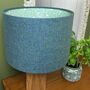 Esme Blue Green Tweed Floral Lined Drum Lampshade, thumbnail 3 of 8