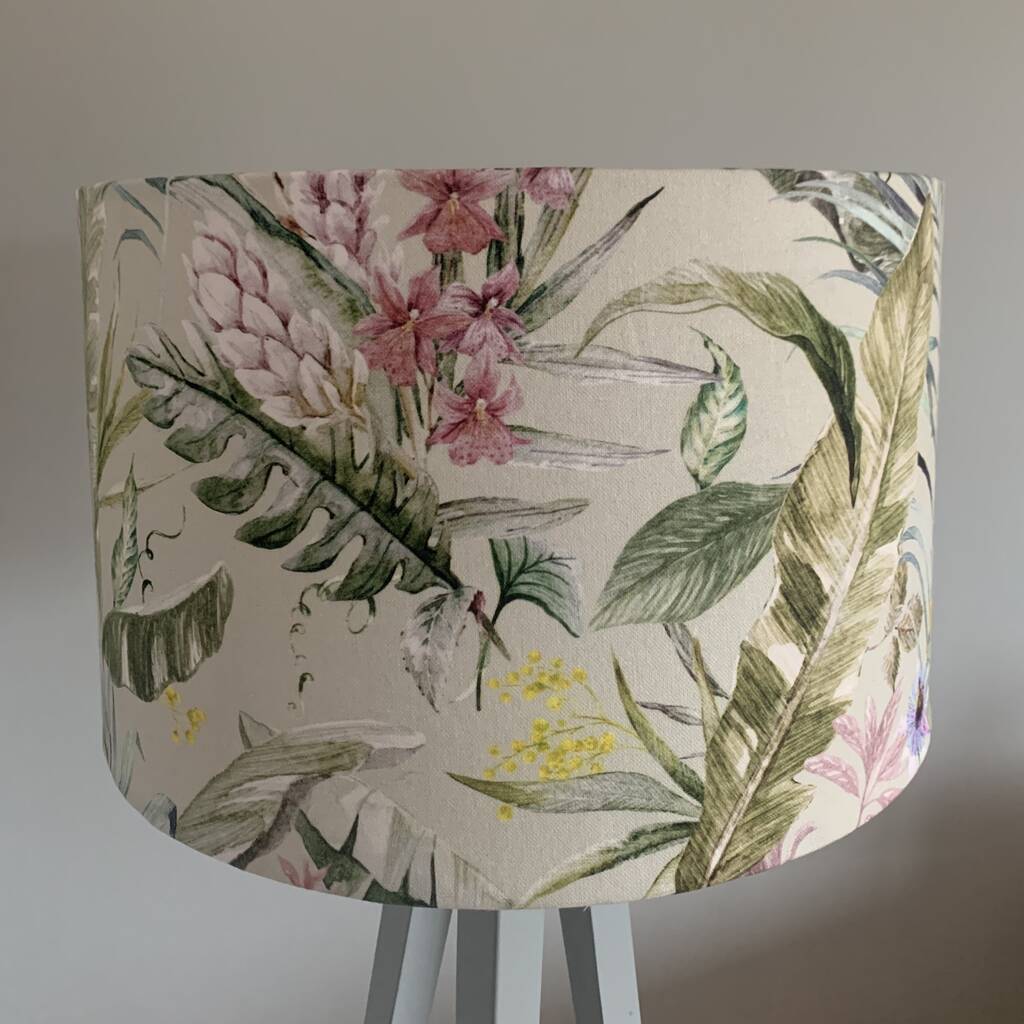 Colourful Flowers With Sage Green Cotton Lampshade, 1 of 6