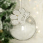 Personalised Pawprint White Feather Glass Bauble, thumbnail 3 of 3