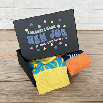 Personalised New Job Socks In A Box Gift Set, 2 of 4