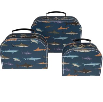 Personalised Set Of Three Shark Design Suitcases, 3 of 4