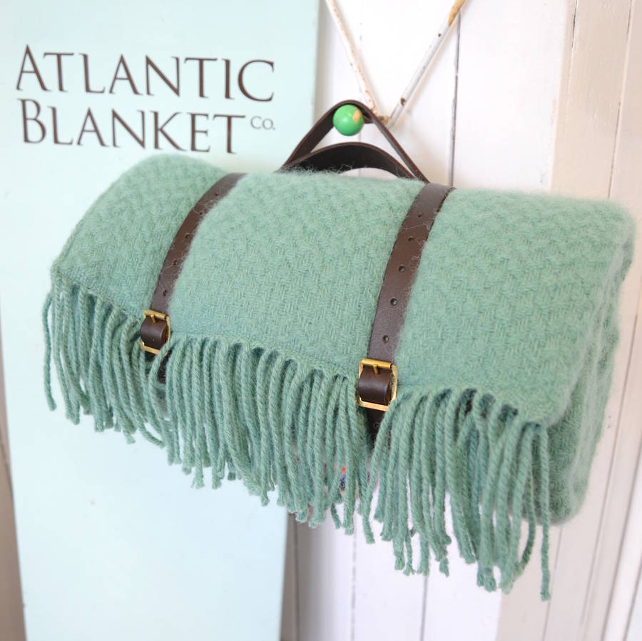 Sea Green Wool Picnic Blanket By Atlantic Blankets