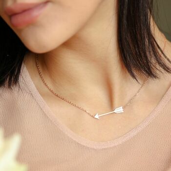 'Aiming True' Arrow Rose Gold Plated Necklace, 3 of 5