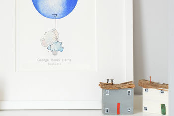 Personalised Children's Blue Balloon Nursery Print, 4 of 10